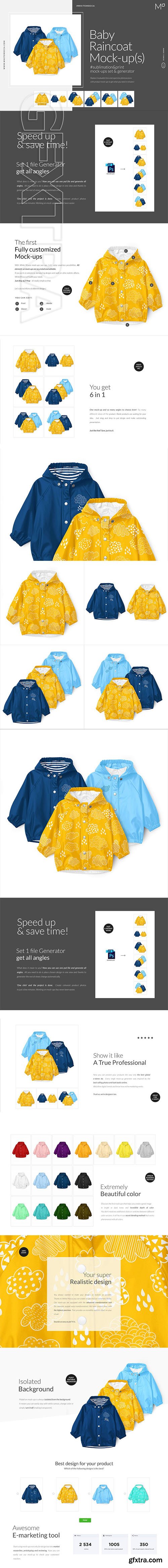 CreativeMarket - Baby Raincoat Mock-ups Set&Generator 3803014