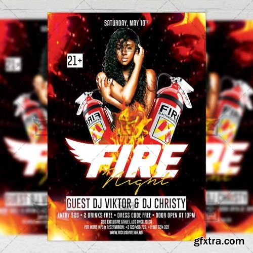 Fire Night Flyer – Club A5 Template