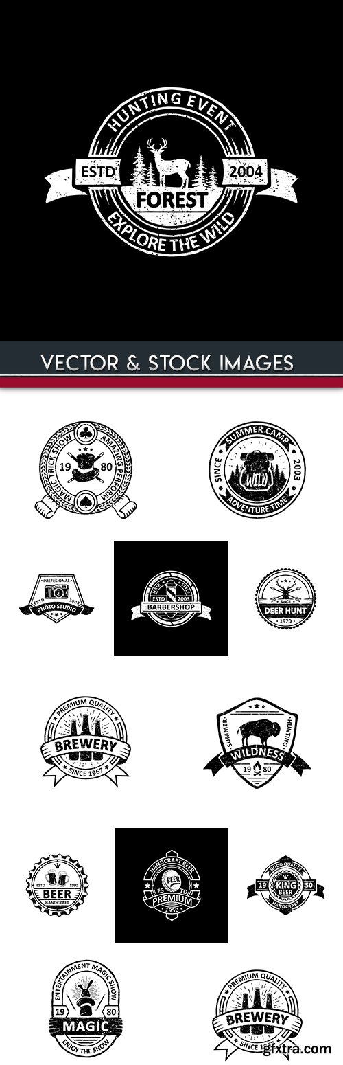 Vintage badges, labels, emblems and logo design