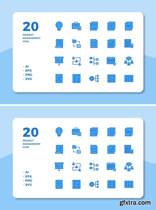 20 Project Management Icons (Lineal Color)