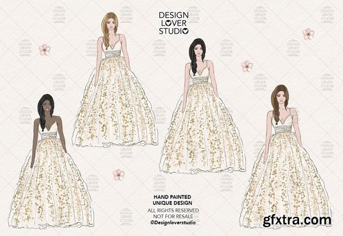 Princess Wedding digital design and paper pack