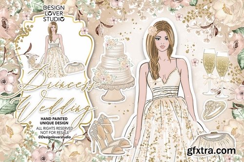 Princess Wedding digital design and paper pack