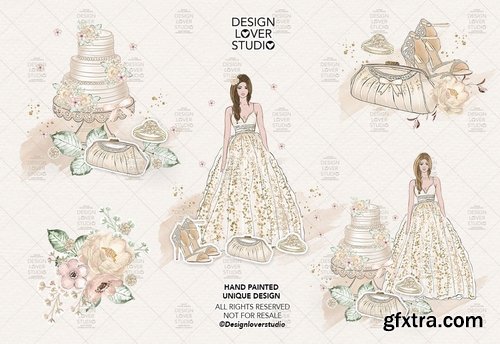 Princess Wedding digital design and paper pack