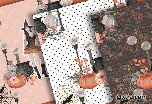 Halloween Girl digital design and paper pack