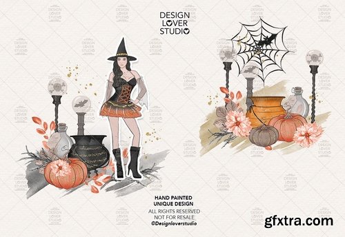 Halloween Girl digital design and paper pack