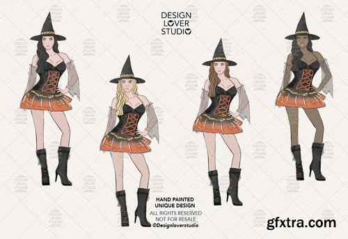 Halloween Girl digital design and paper pack