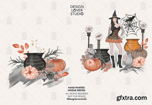 Halloween Girl digital design and paper pack