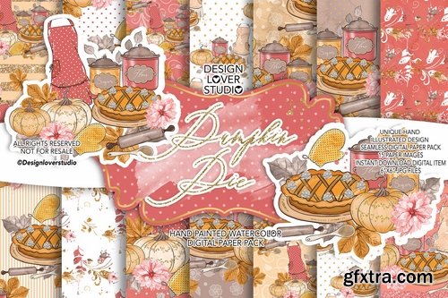 Pumpkin Pie digital design and paper pack