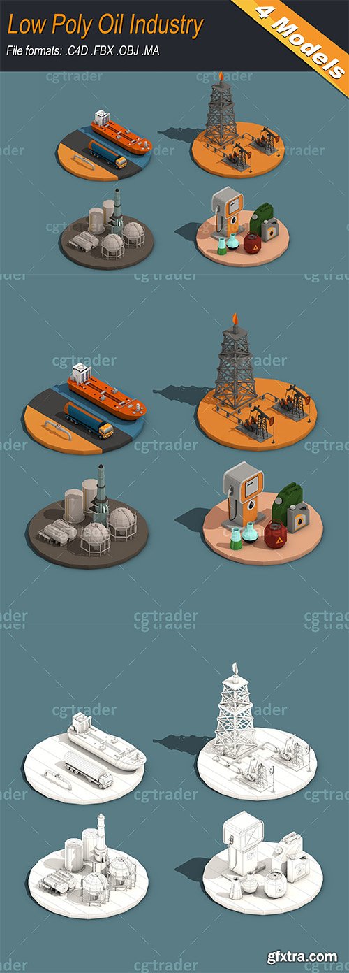 Cgtrader - Low Poly Oil Industry Isometric Low-poly 3D model