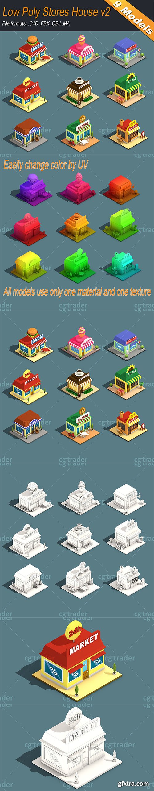 Cgtrader - Low Poly Stores House ver 2 Isometric Low-poly 3D model