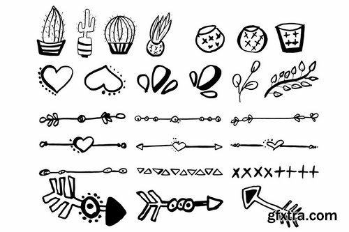 50+ Hand Drawn Cliparts Ver. 3