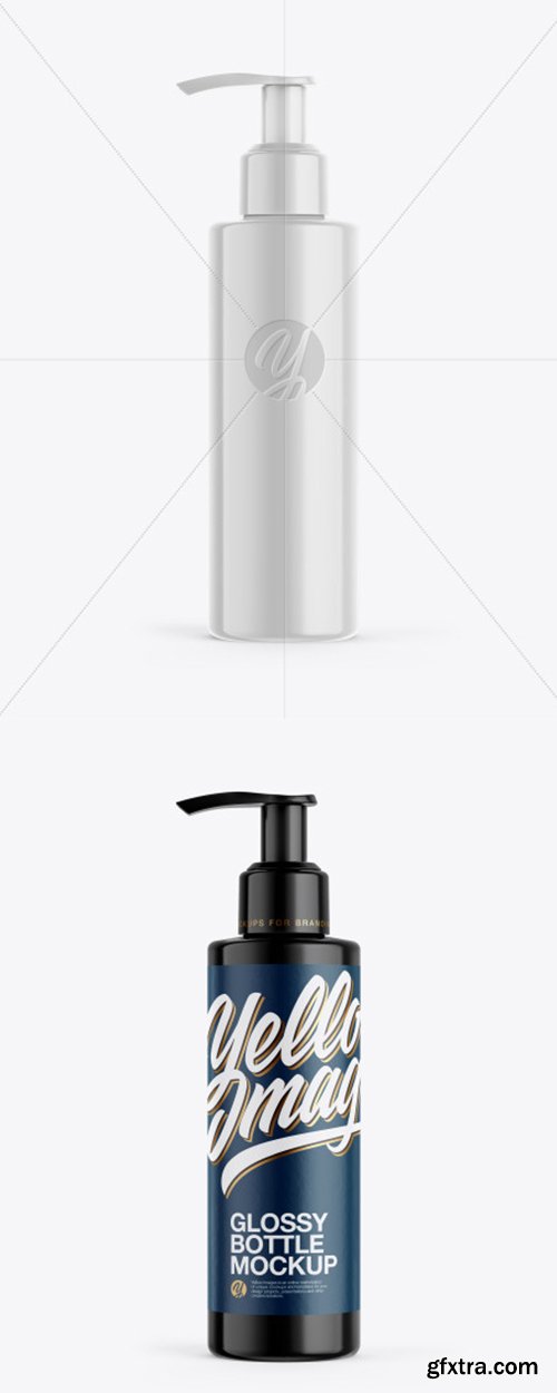 Plastic Bottle with Pump Mockup 43584