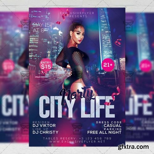 City Life Party Flyer – Club A5 Template