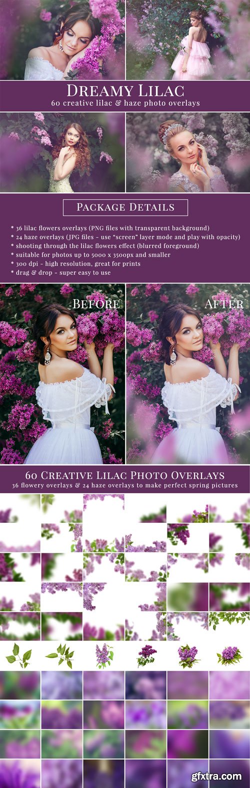 Spring Photo Overlay Bundle: Bunnies, Magnolia, Butterflies, Lilacs, trees + more!