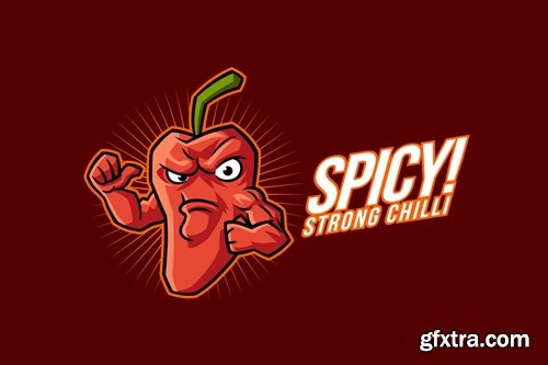 Strong Red Chilli Pepper Mascot Logo