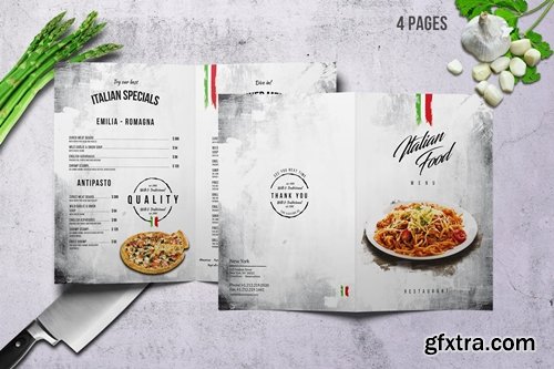 Italian A4 & US Letter Bifold Food Menu V2