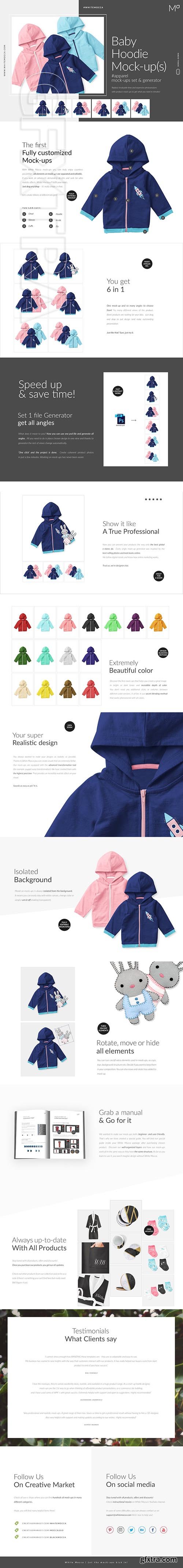 CreativeMarket - Baby Hoodie Mock-ups Set & Generator 3444829