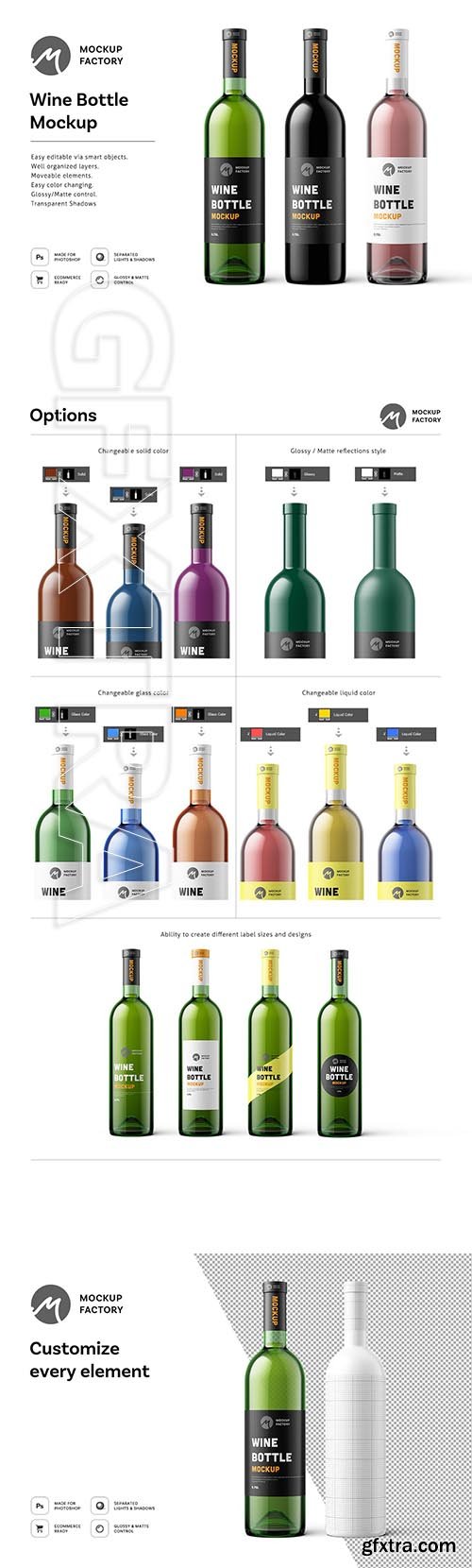 CreativeMarket - Wine Bottle Mockup 3527259