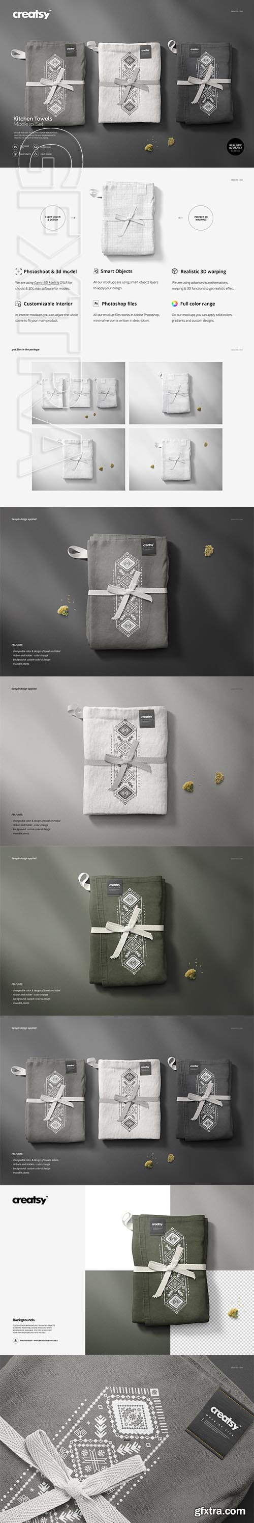 CreativeMarket - Kitchen Towels Mockup Set 3509842