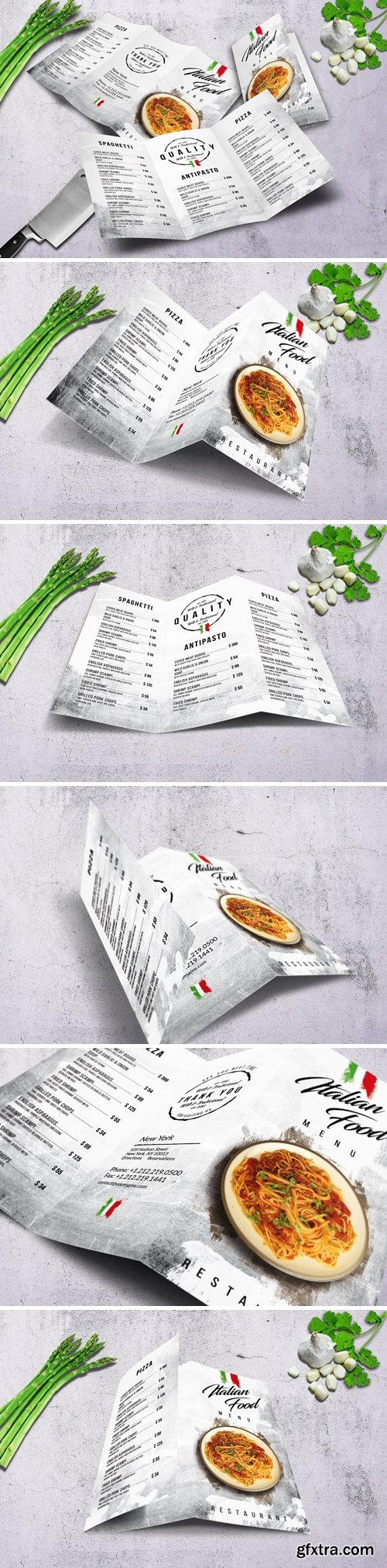 Trifold A4 & US Letter Trifold Food Menu V2