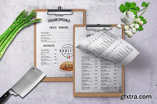 Italian A4 & US Letter Single Page Food Menu V2