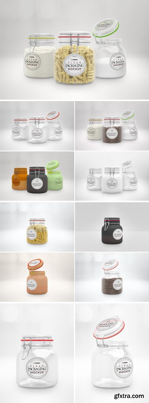 Clear 1liter Mason Clip Jars Mockup