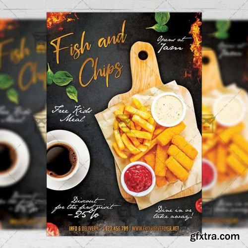 Fish and Chips Flyer – Food A5 Template