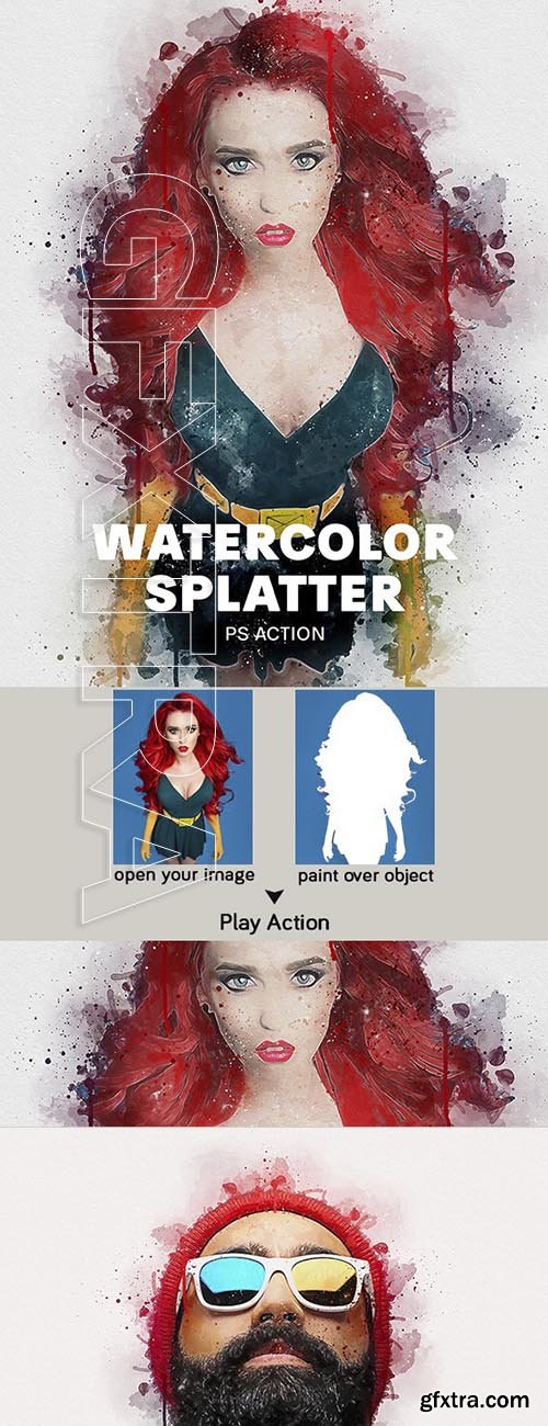 GraphicRiver - Watercolor Splatter Photoshop Action 23940108