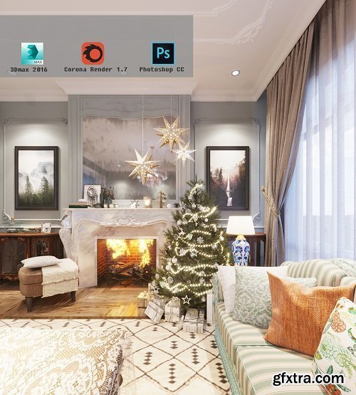 Christmas Style Living room Interior Scene