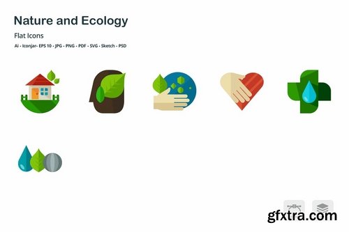 Nature and Ecology Flat Colored Icons