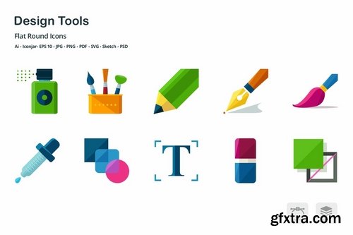 Design Tools Flat Colored Icons