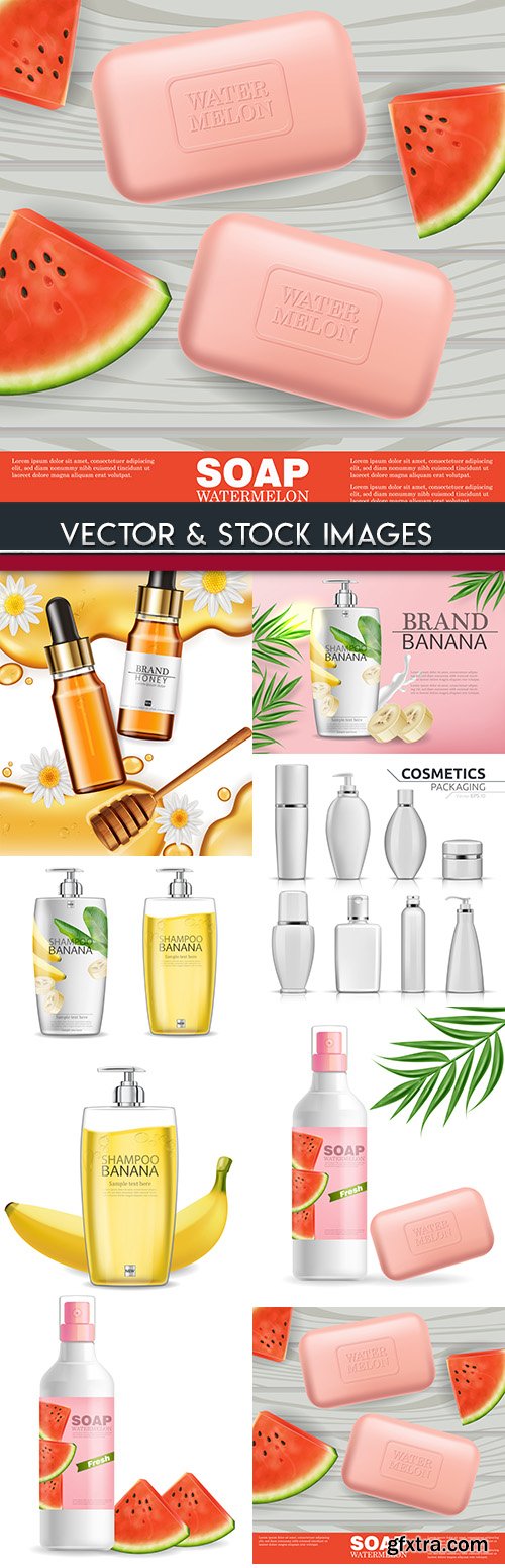 3D cosmetic bottle and packing mock-up illustration