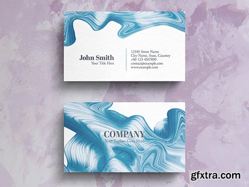 White and Blue Liquid Paint Business Card Layout 271838710