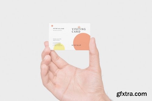 4 Handheld Visiting Card Mockups