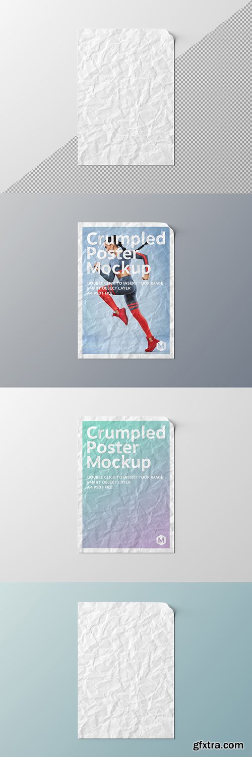 Crumpled Poster Isolated on White Mockup 273676008