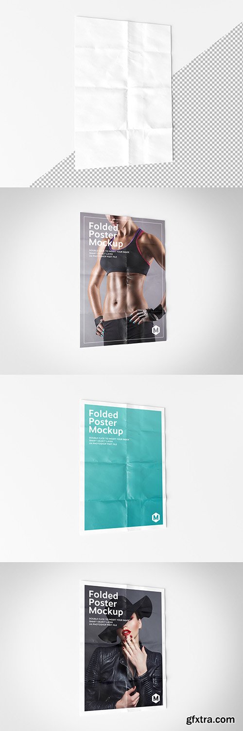 Folded Poster Isolated on White Mockup 271457458