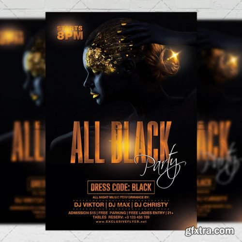 All Black Night Party Flyer – Club A5 Template