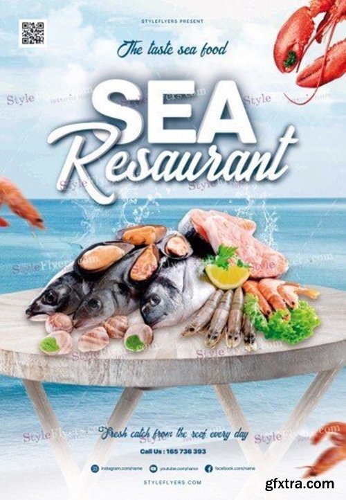 Sea Restaurant PSD Flyer Template