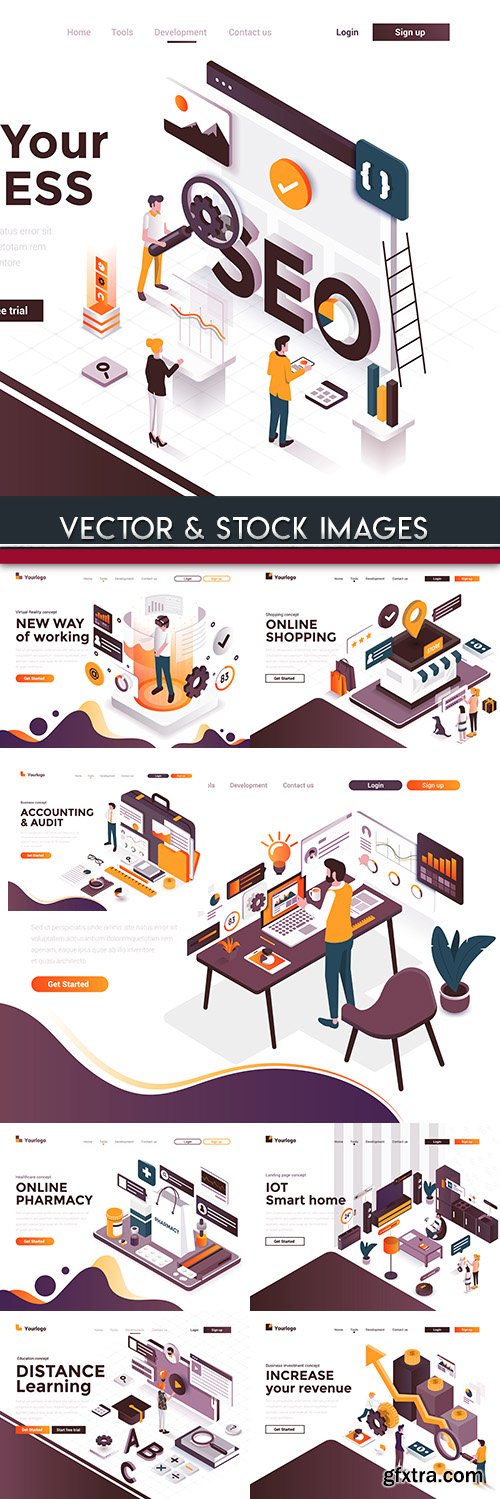 Modern online Isometric illustration flat concept