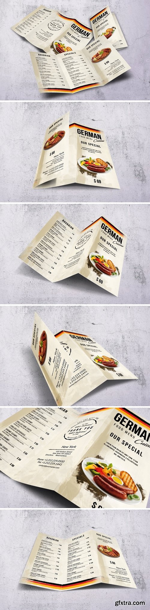 German Cuisine A4 & US Letter Trifold Food Menu