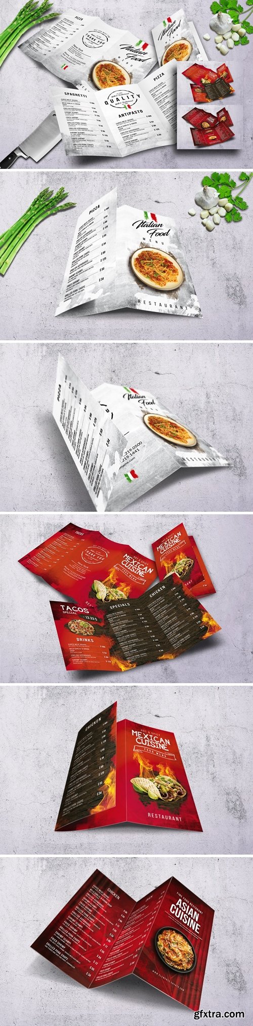 Different Cuisines Trifold Menu Bundle