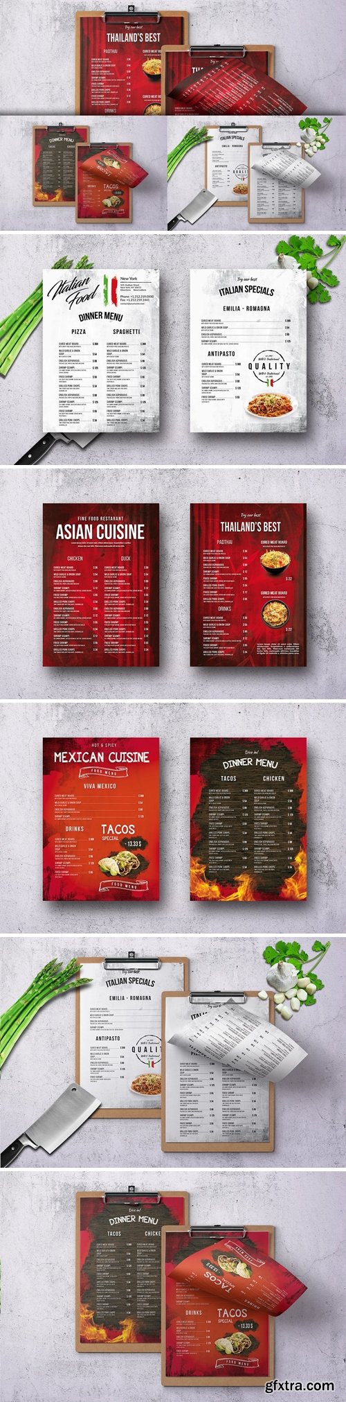 Different Single Page Food Menu Bundle