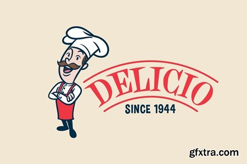 Retro Vintage Cartoon Chef or Cook Mascot Logo