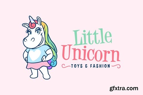 Little Unicorn Girl Mascot Logo