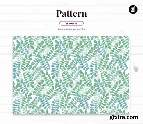 Leaves pattern handdrawn watercolor illustration