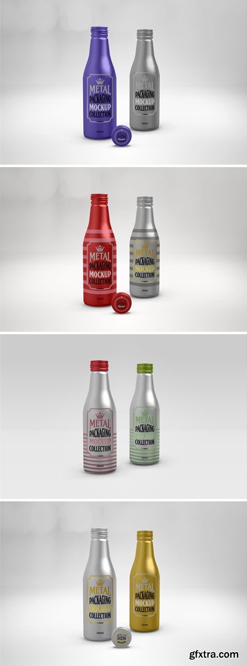 330ml Metal Drink Bottles Mockup