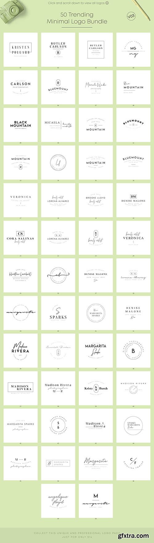 CreativeMarket - 50 Trending Minimal Logo Bundle V03 3875124