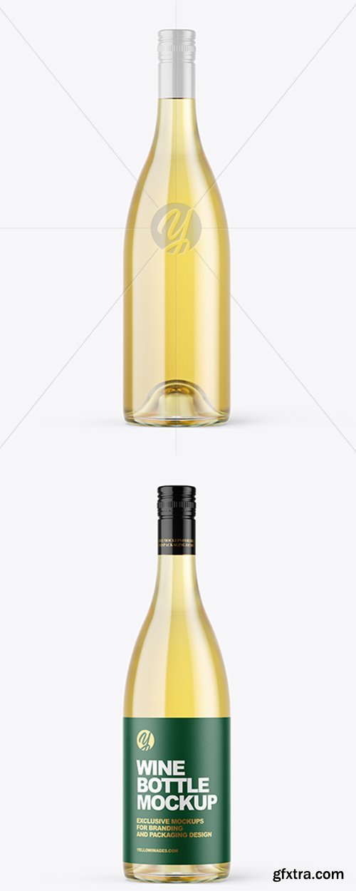 Clear Glass White Wine Bottle Mockup 43437