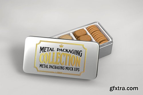 Metal Rectangular Cookie Tin Mockup