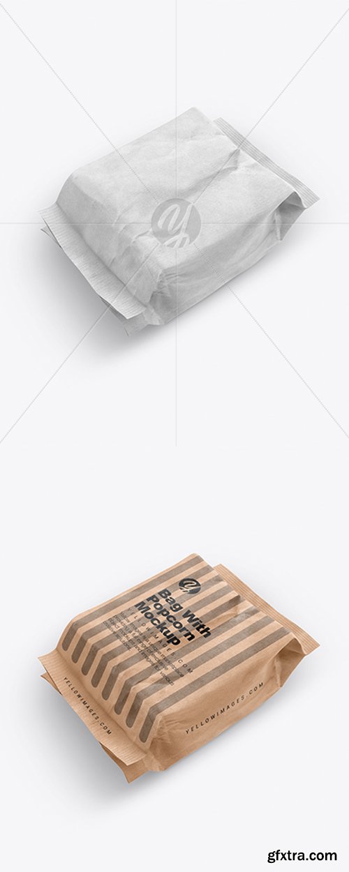 Kraft Bag With Popcorn Mockup 38459